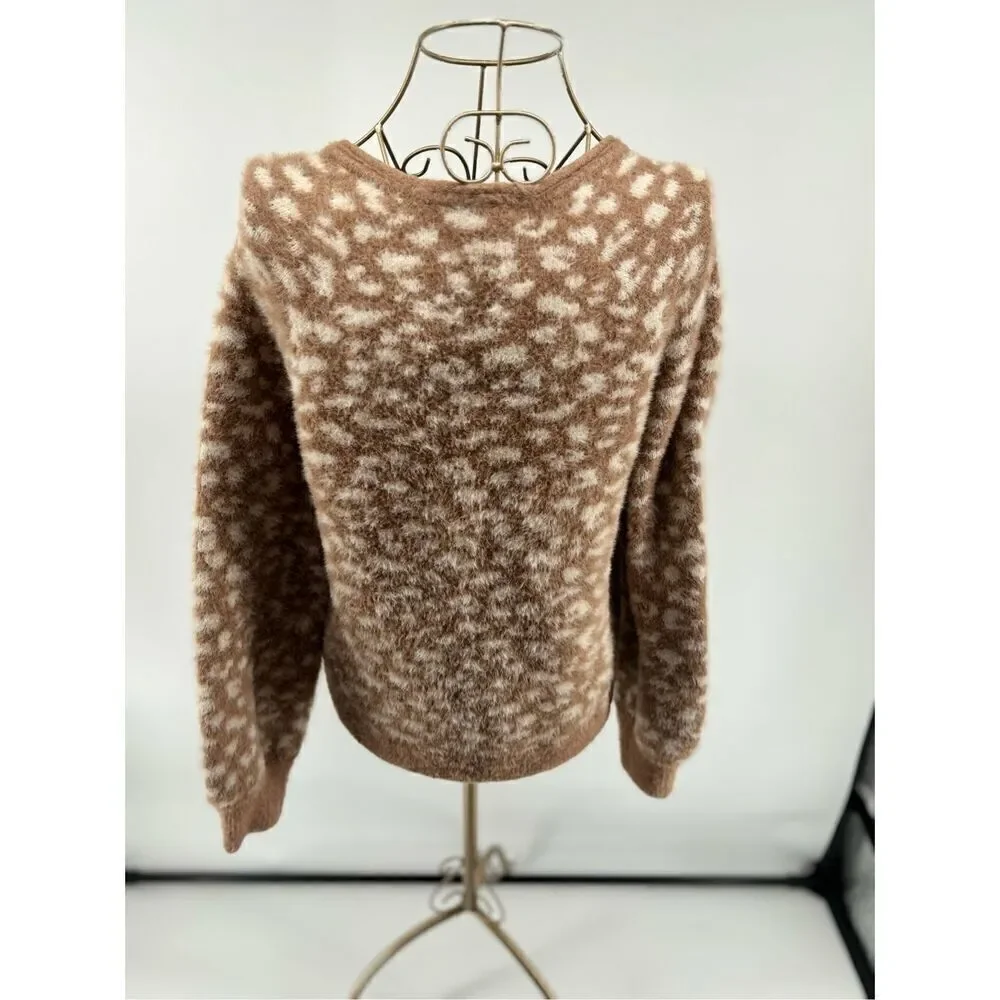 Abercrombie & Fitch Leopard Print Sweater Women Medium Soft A&F V Neck